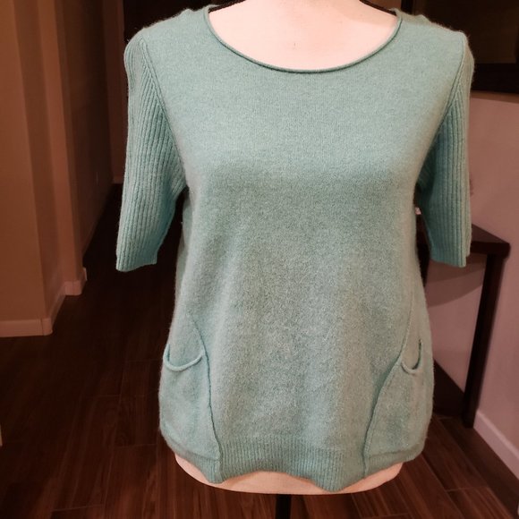 Sundace Cashmere 3/4 sleve light green blouse - Picture 1 of 4